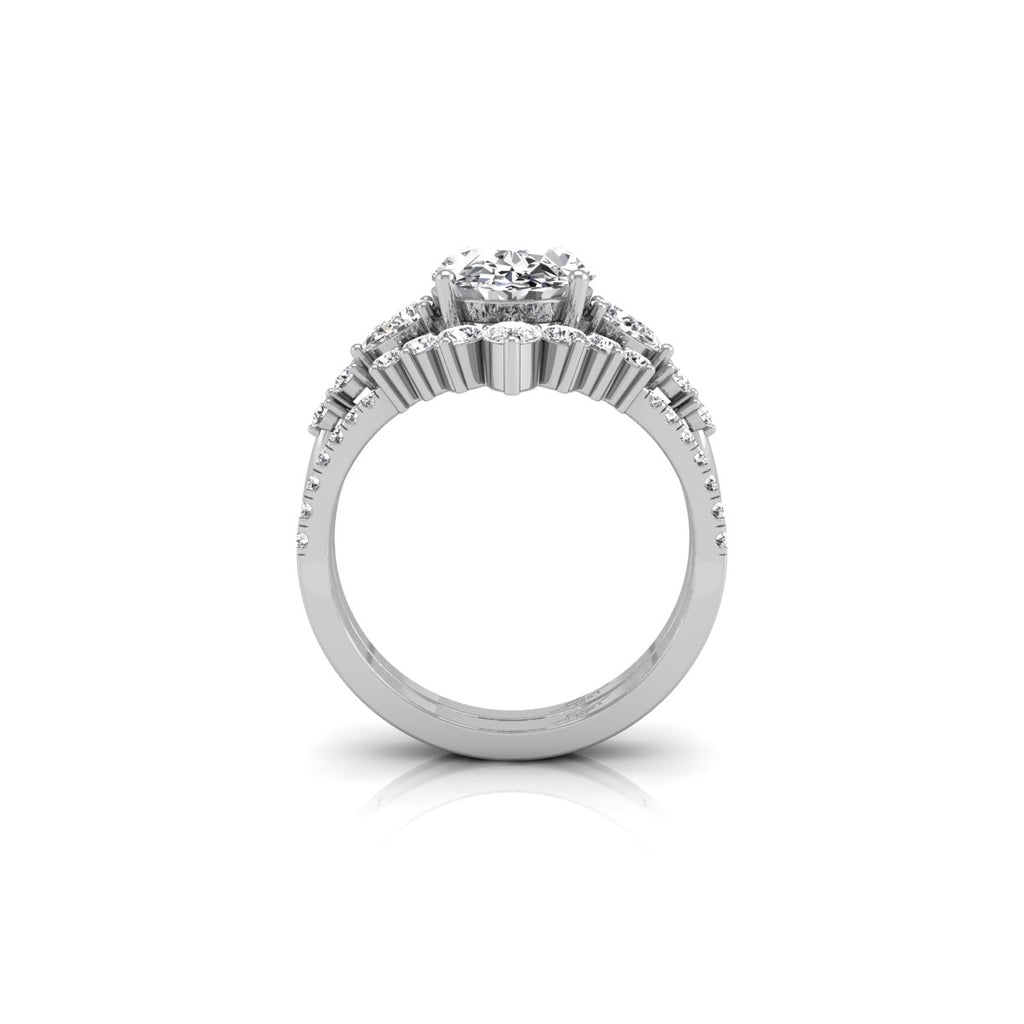 18K Bespoke Oval Diamond Engagement Ring — FRONT