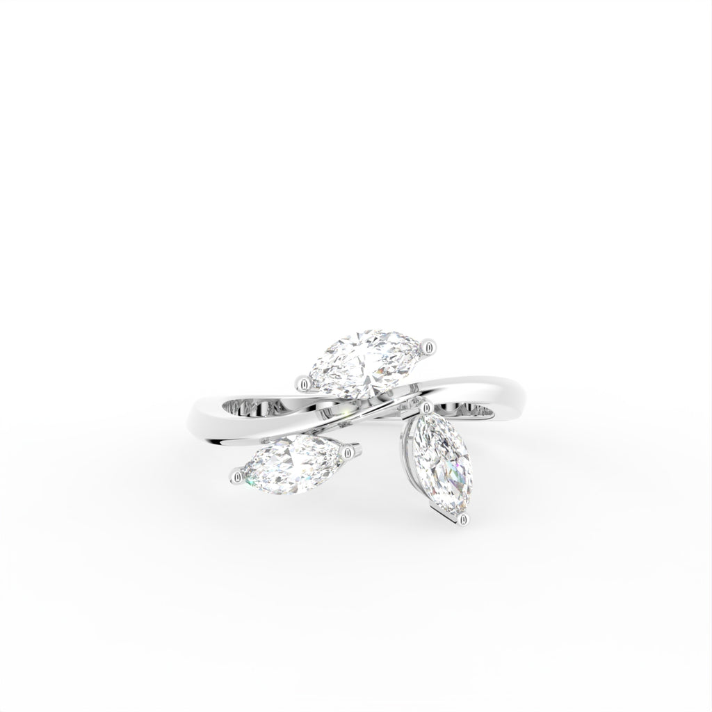14K White Gold Marquise Diamond Ring — TOP