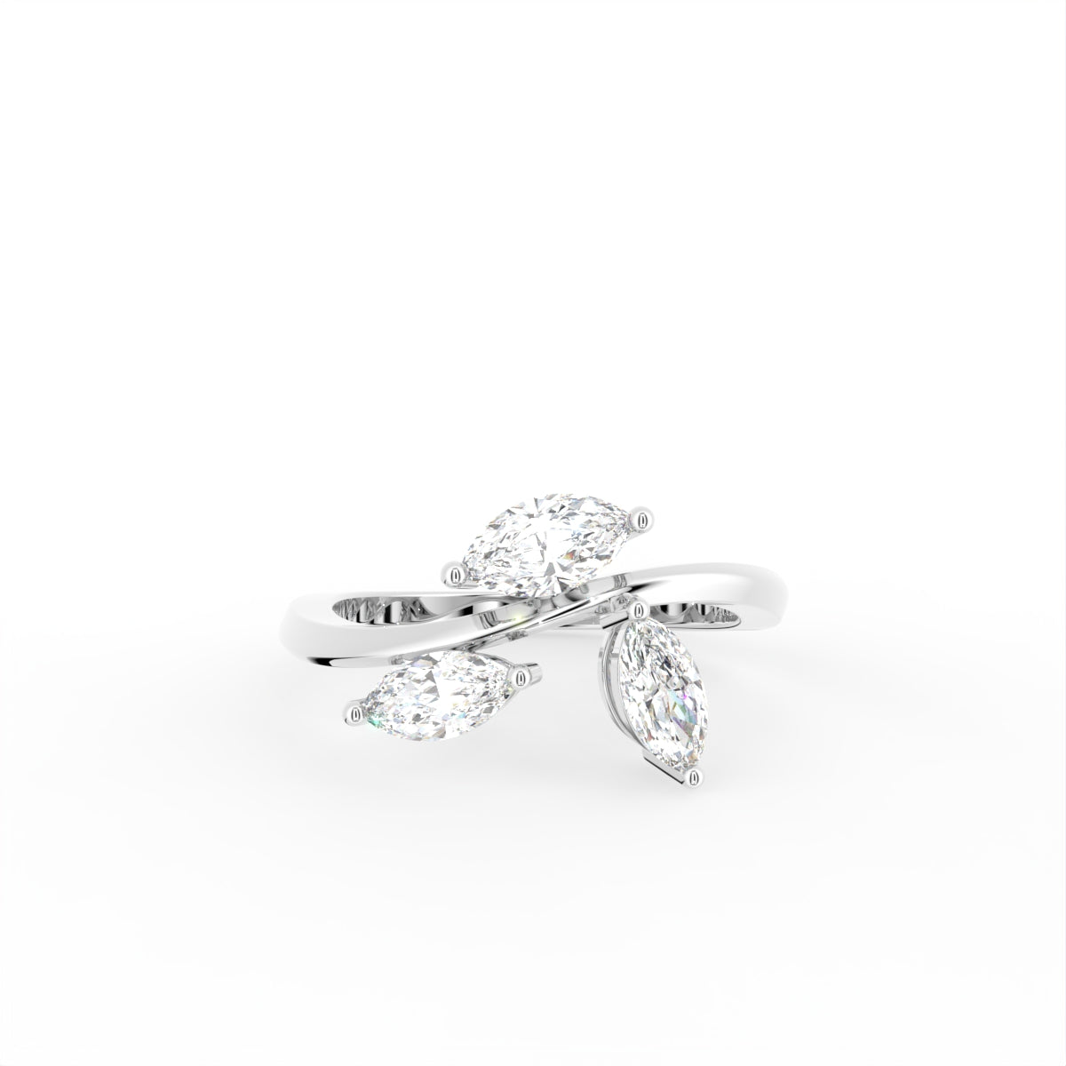 14K White Gold Marquise Diamond Ring — TOP