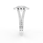 18K Halo Oval Diamond Engagement Ring — SIDE
