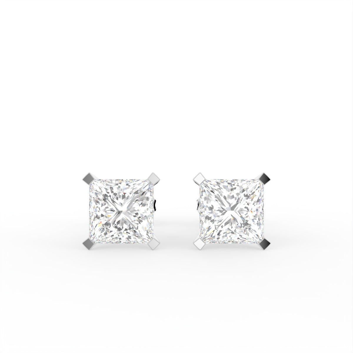 18K Solitaire Princess Diamond Earrings — TOP