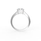 18K White Gold Solitaire Crisscut Emerald Diamond Ring — FRONT