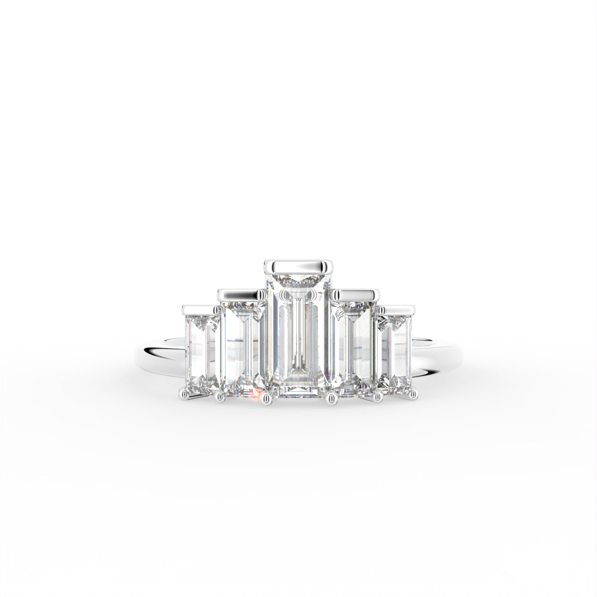 18K White Gold Baguette Cluster Diamond Ring — TOP