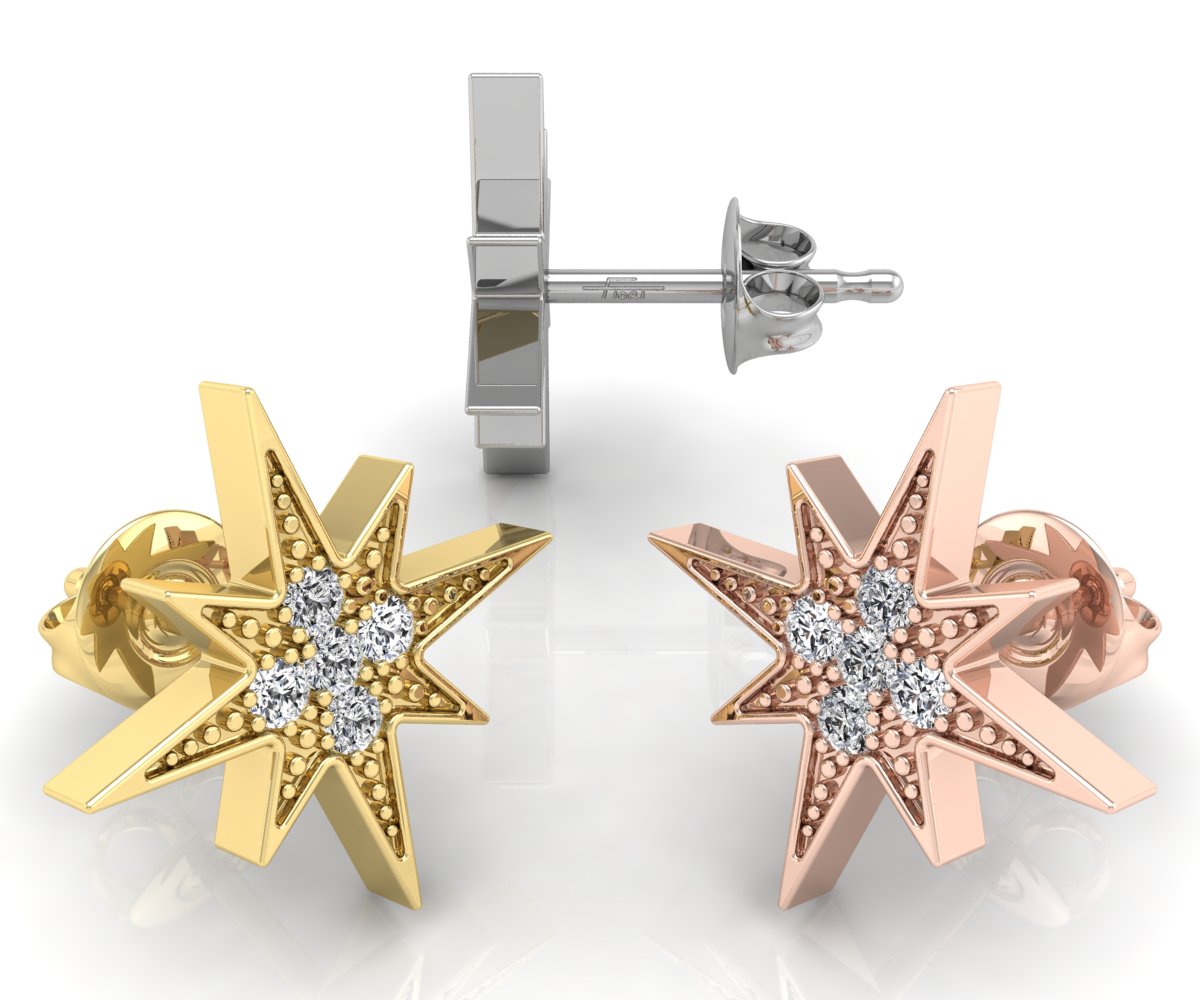 18K Polar Star Diamond Earrings — 3 COLOR