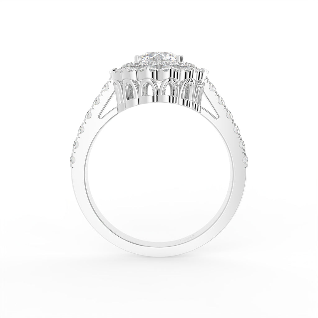 18K Halo Round Diamond Ring — FRONT