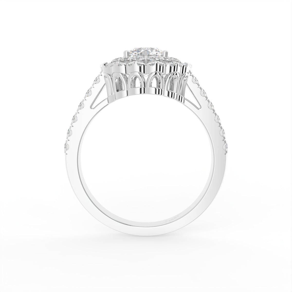 18K Halo Round Diamond Ring — FRONT