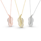 14K White Gold Floral Baguette Diamond Pendant — 3 COLOR