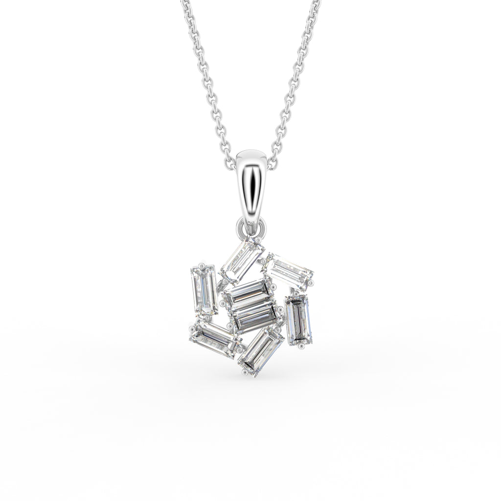 18K Circular Baguette Diamond Pendant — FRONT