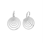 18K White Gold Round Diamond Spiral Drop Earrings — 3D VIEW