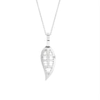 18K White Gold Leaf Baguette Diamond Pendant — BACK