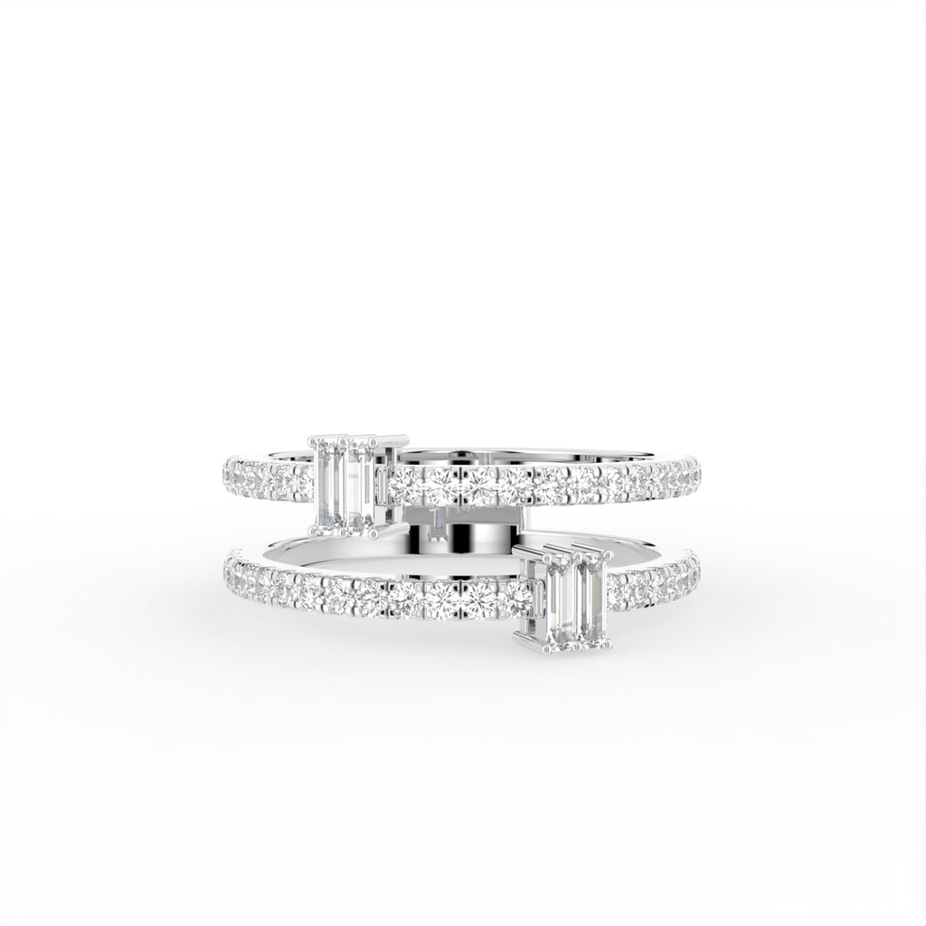 18K Baguette Pave Diamond Ring — TOP