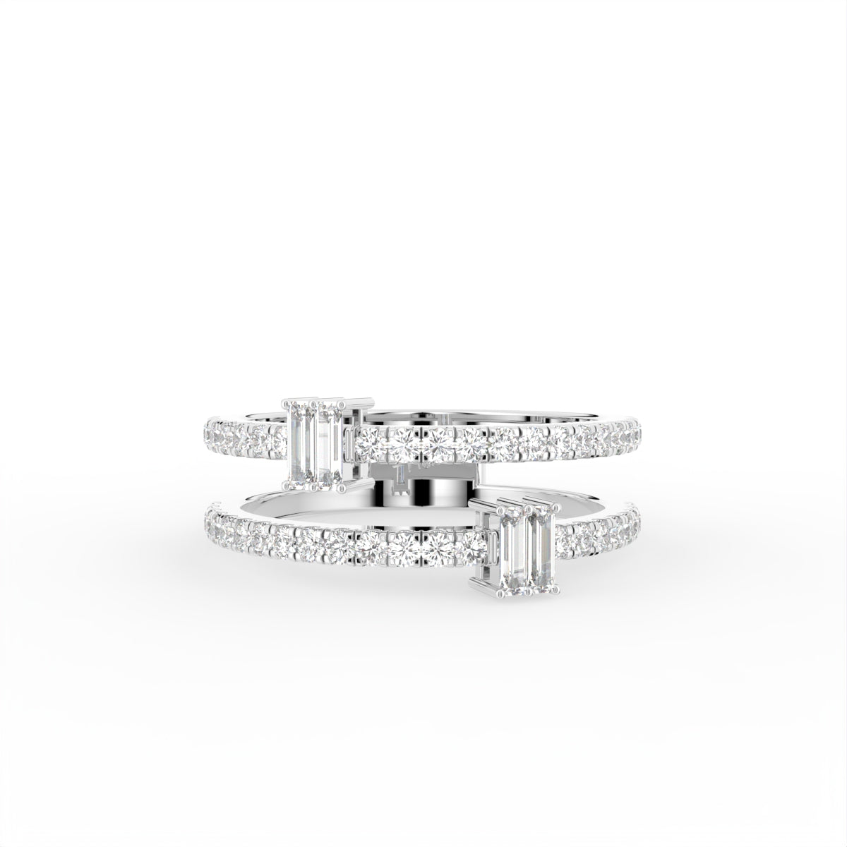 18K Baguette Pave Diamond Ring — TOP