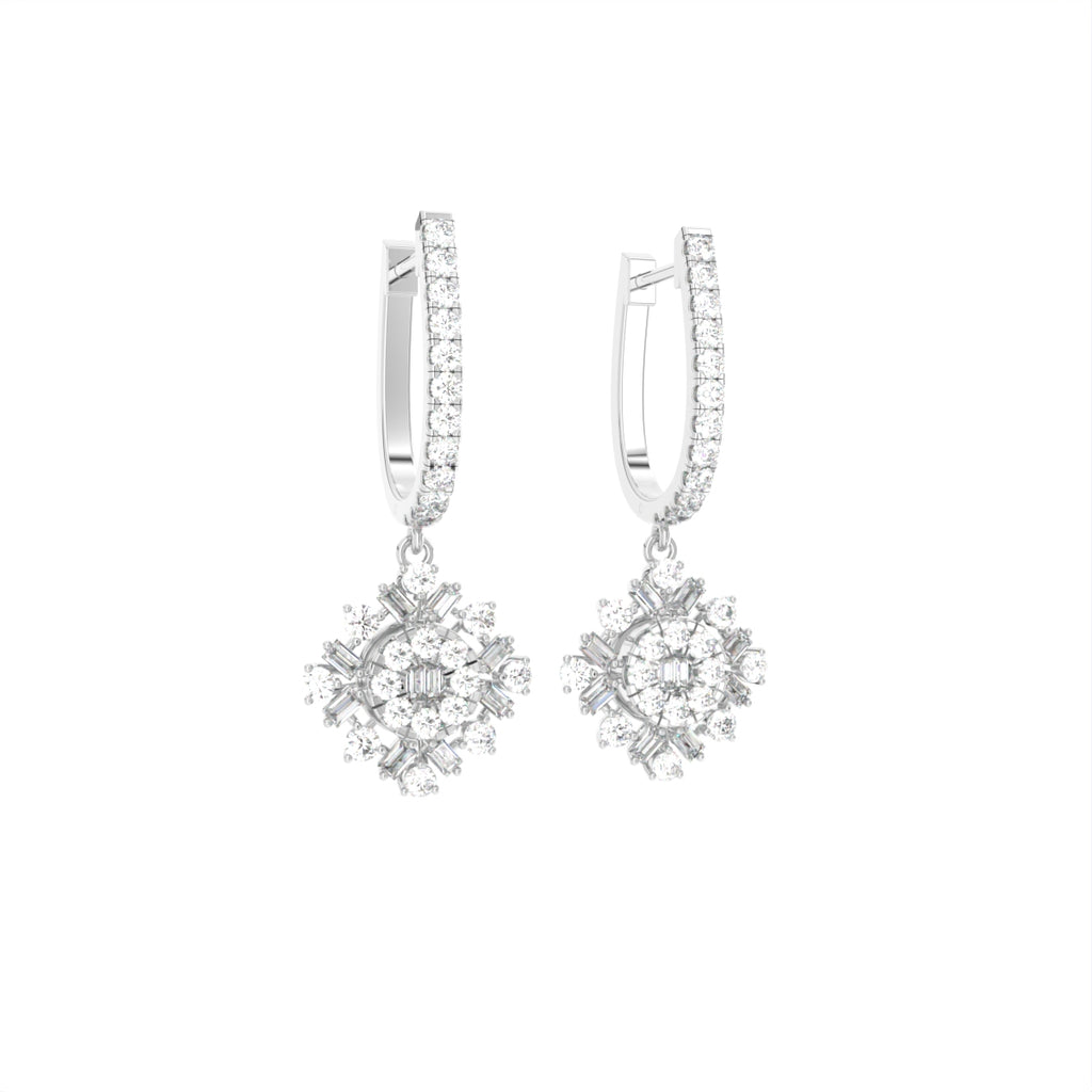 18K Drop Diamond Earrings — 3D VIEW