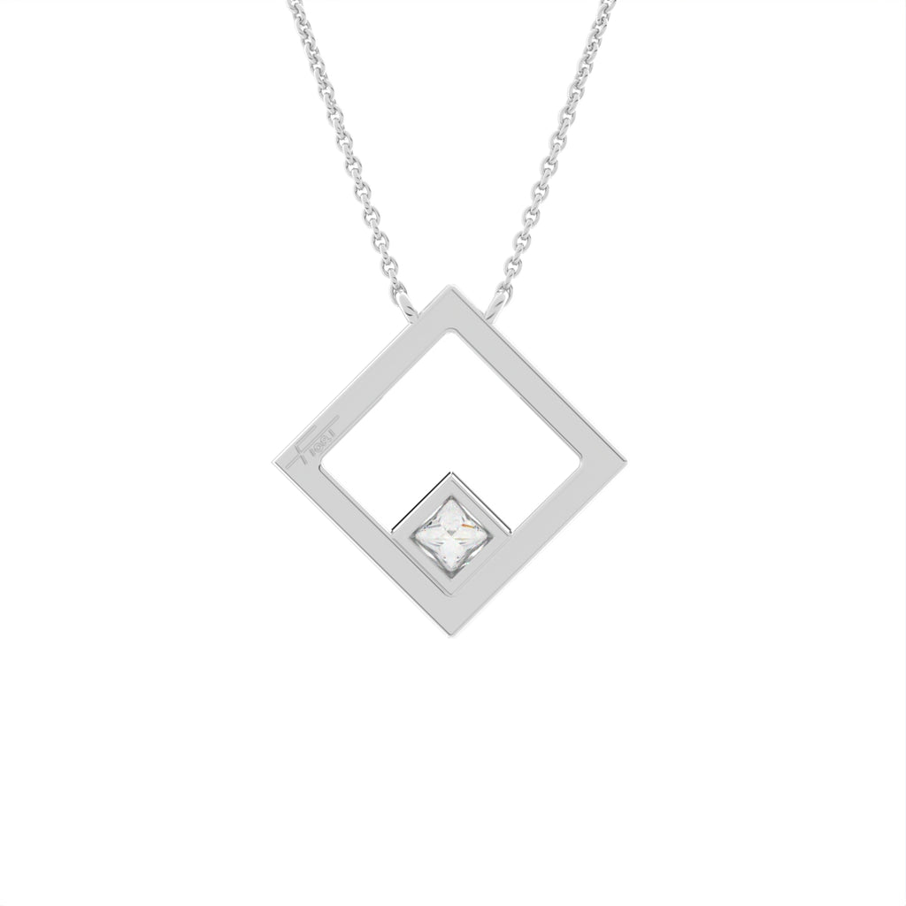 18K Princess Diamond Pendant — BACK
