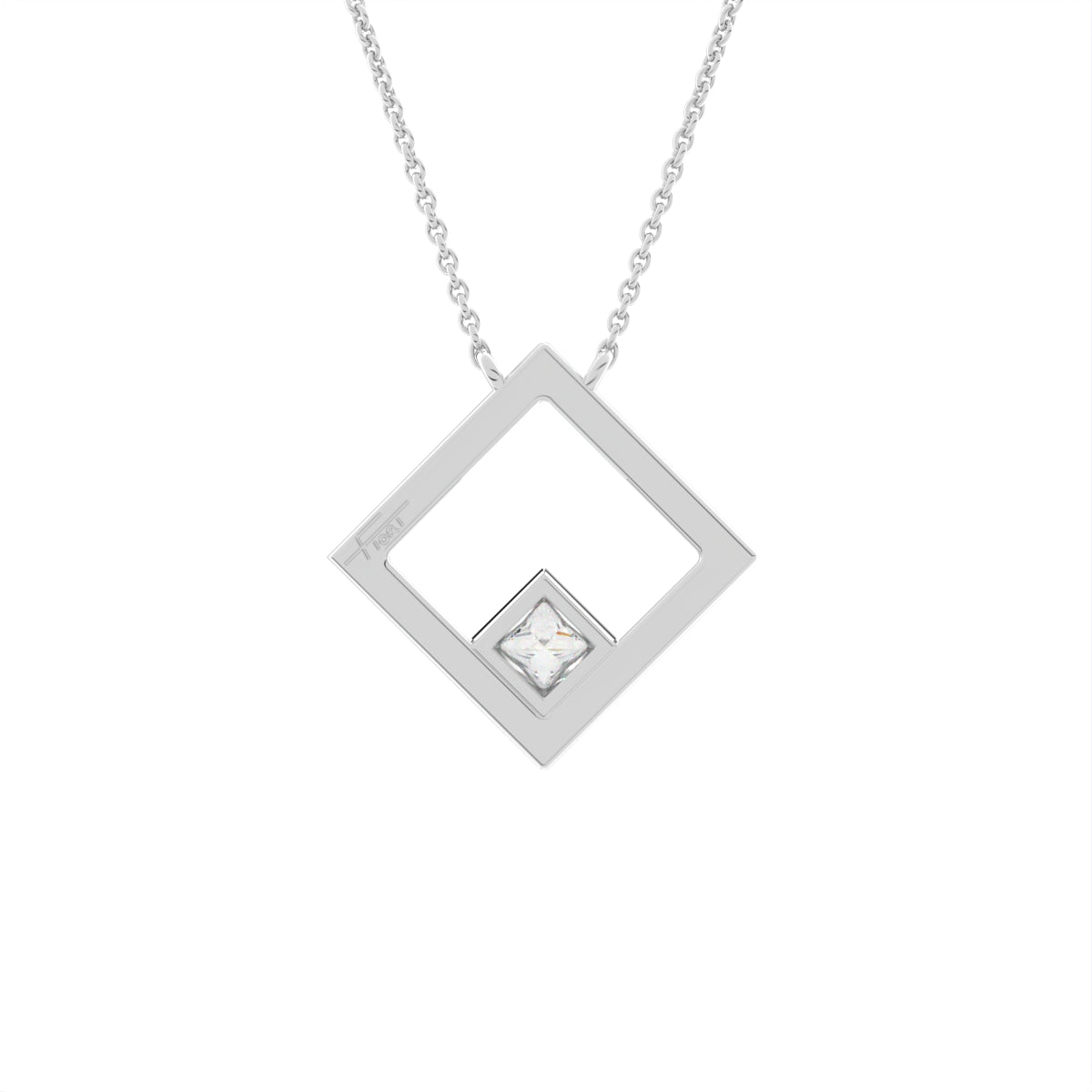 18K Princess Diamond Pendant — BACK