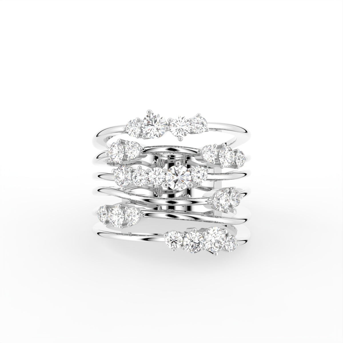 18K Bespoke Round Diamond Statement Ring — TOP