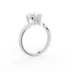 18K White Gold Solitaire Heart Diamond Ring — 3D VIEW