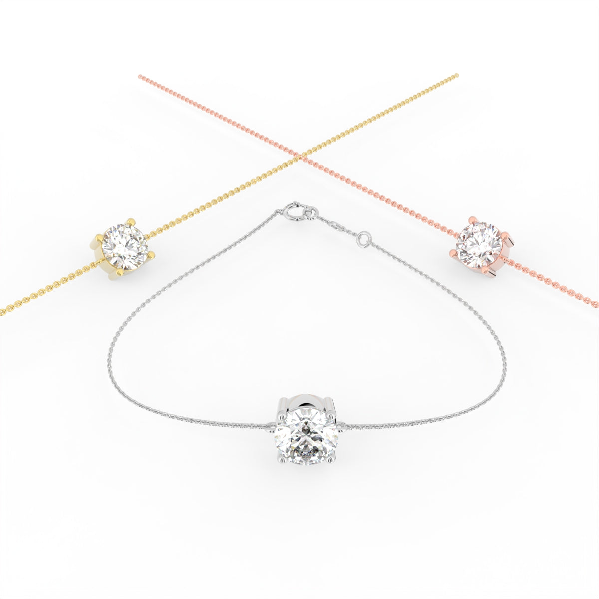18K Gold Round Diamond Bracelet — 3 COLOR