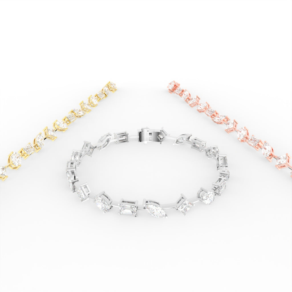 vimg:FJ5800|vimg:FJ5796|18K White Gold Emerald Diamond Bracelet — 3 COLOR