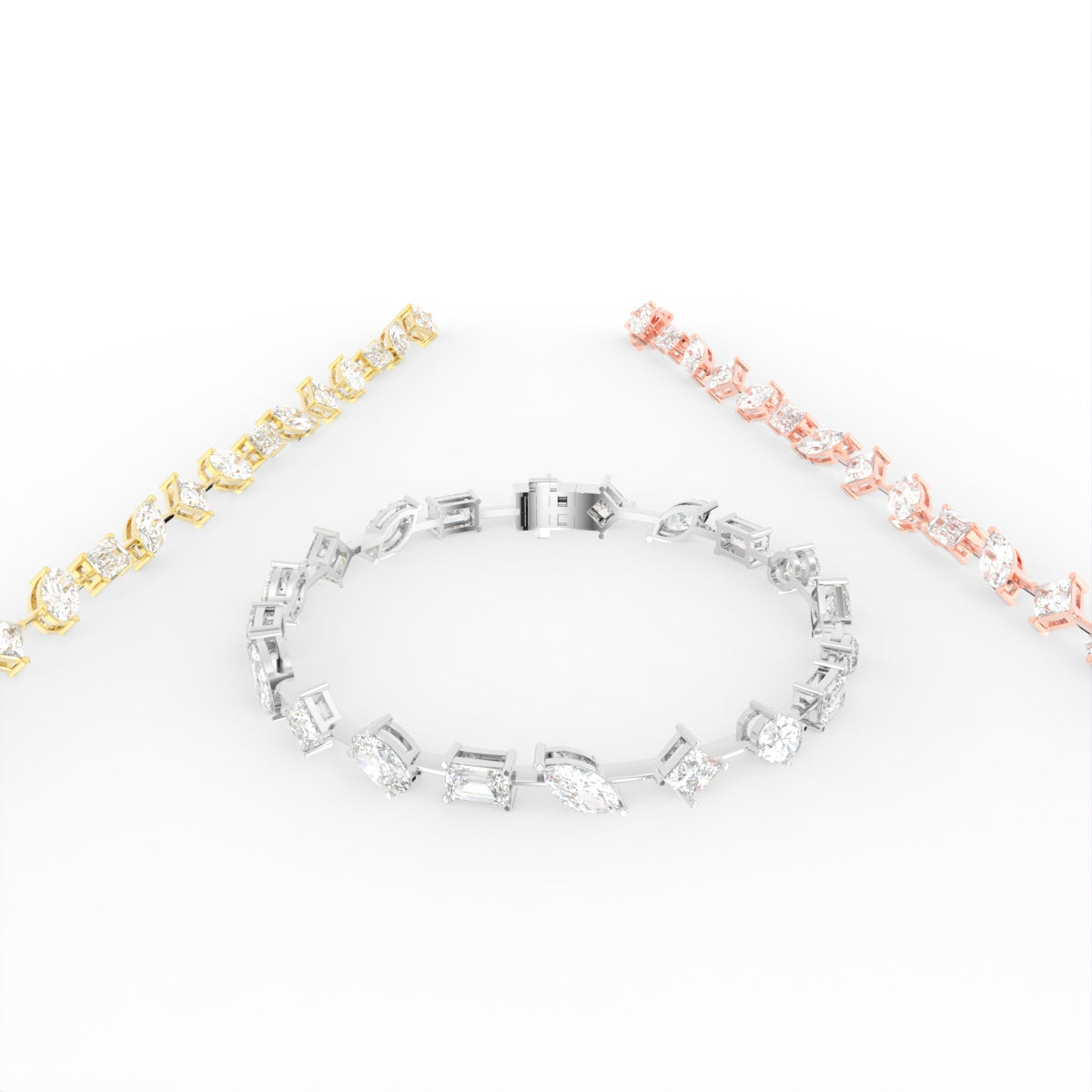 vimg:FJ5800|vimg:FJ5796|18K White Gold Emerald Diamond Bracelet — 3 COLOR