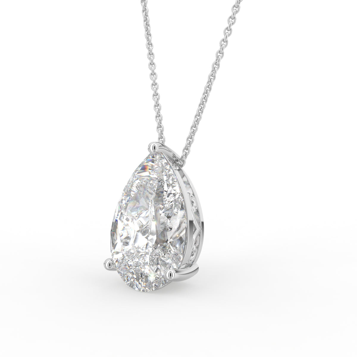 18K Solitaire Pear Diamond Pendant — 3D VIEW