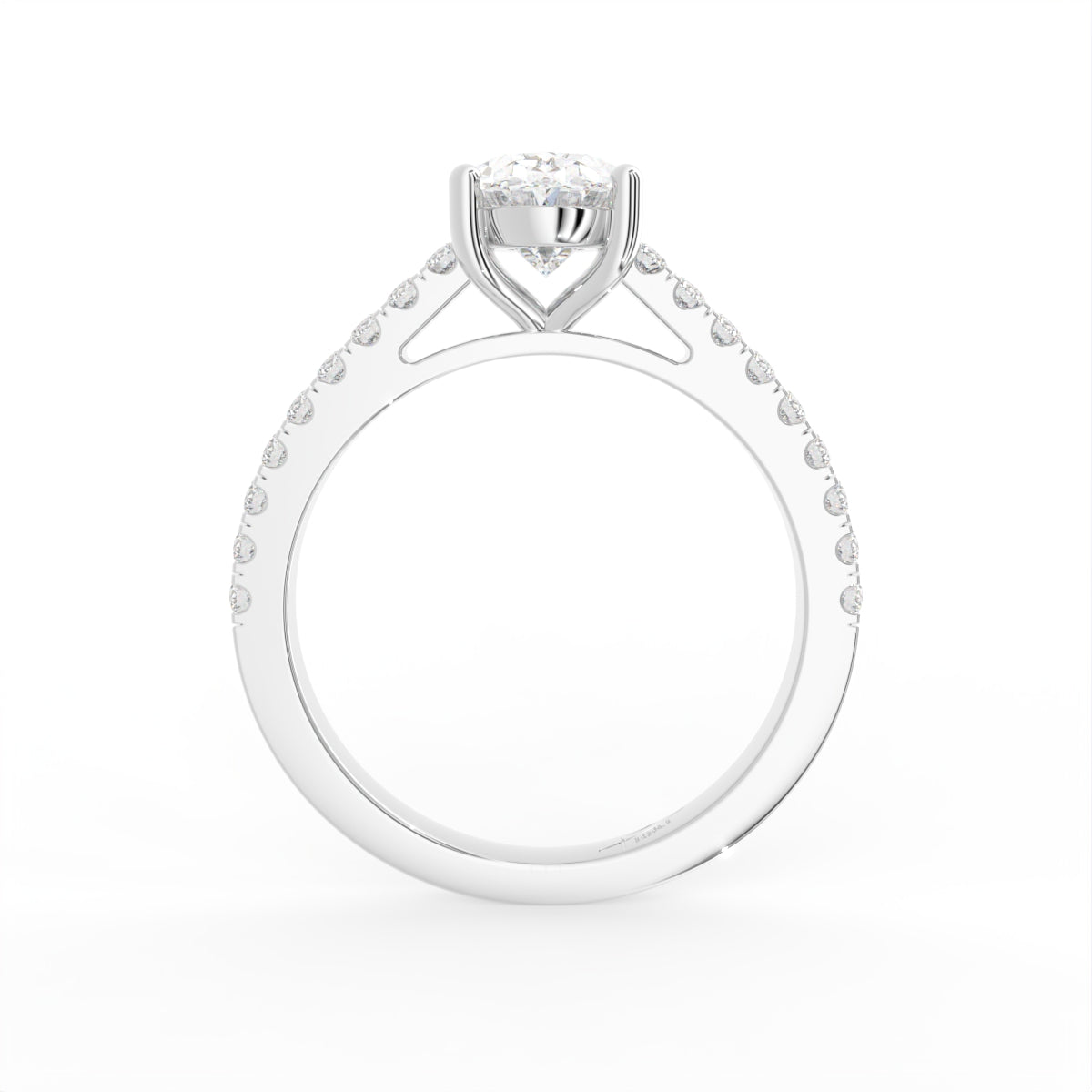 18K Solitaire Oval Diamond Engagement Ring — FRONT