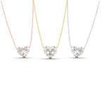 18K White Gold Heart Solitaire Diamond Pendant — 3 COLOR