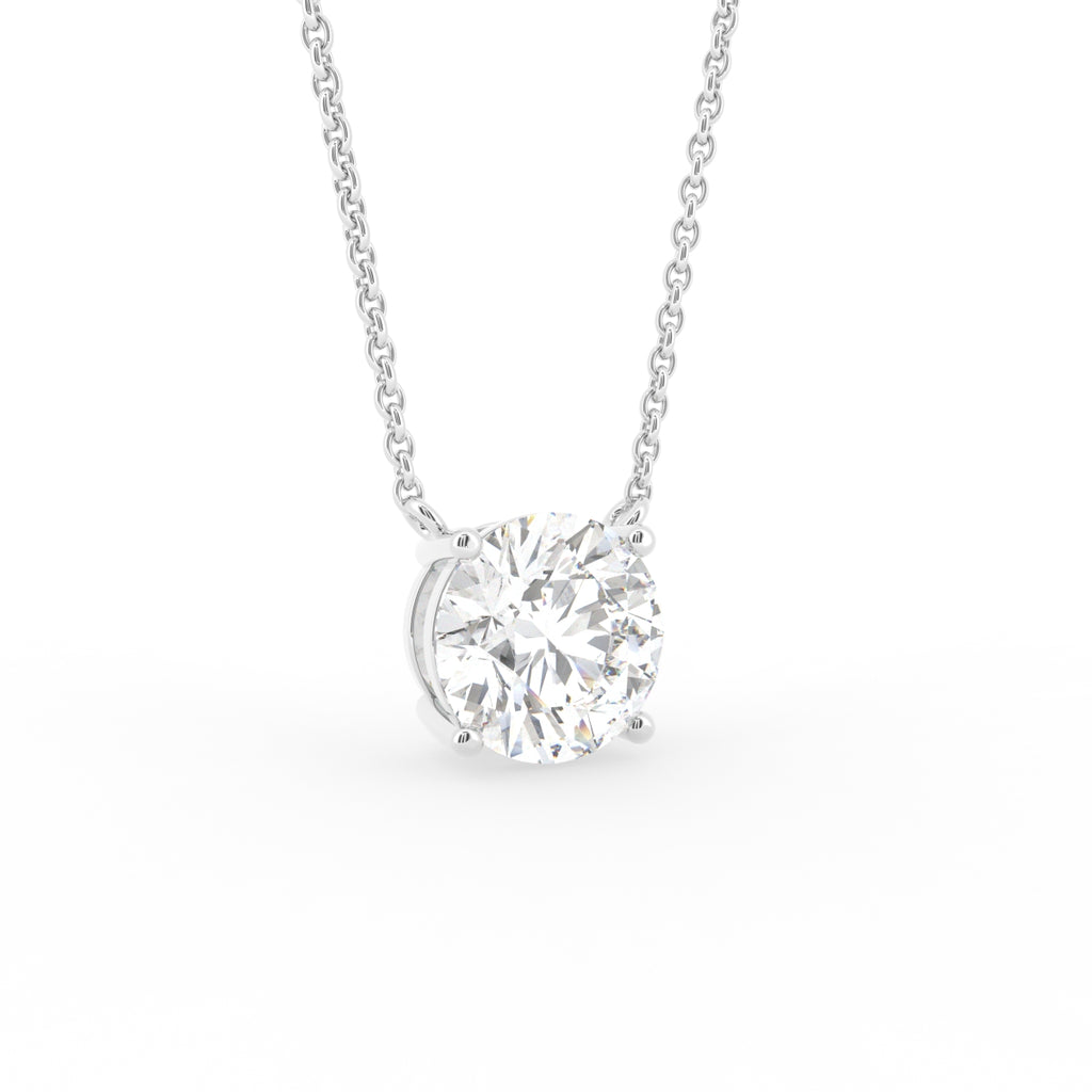 18K Solitaire Round Diamond Pendant — 3D VIEW