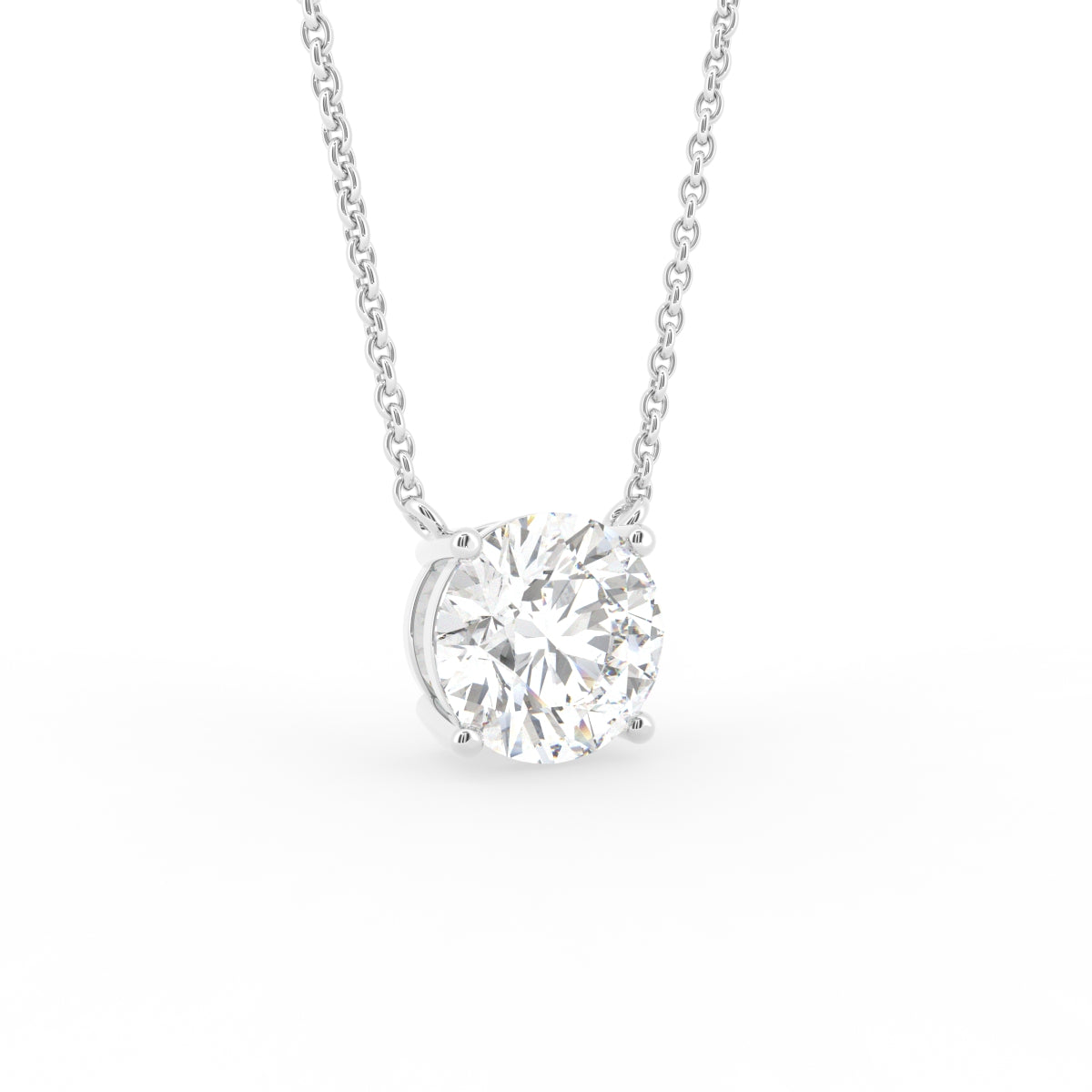 18K Solitaire Round Diamond Pendant — 3D VIEW
