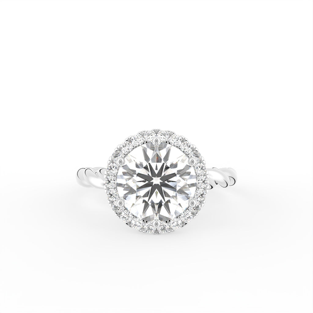 18K Halo Round Diamond Engagement Ring — TOP