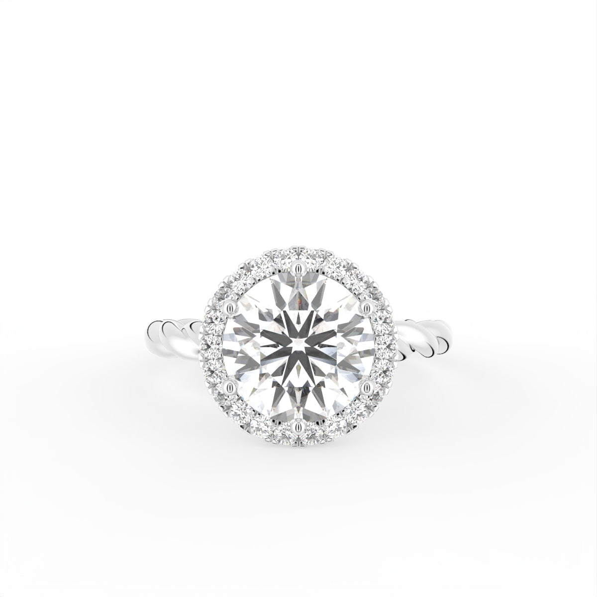 18K Halo Round Diamond Engagement Ring — TOP