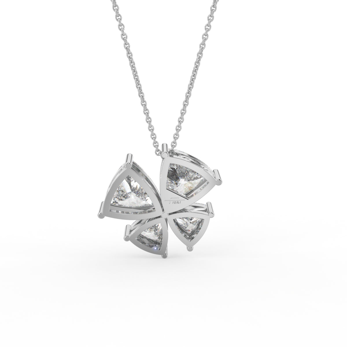 18K Floral Trillion Diamond Pendant — BACK