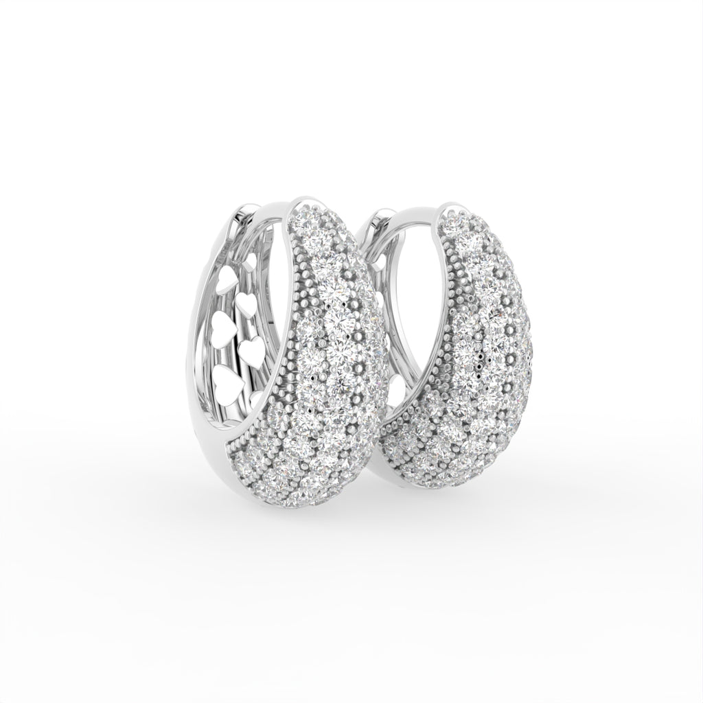 18K Chunky Pave Diamond Hoop Earrings — 3D VIEW