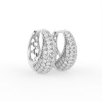 18K Chunky Pave Diamond Hoop Earrings — 3D VIEW