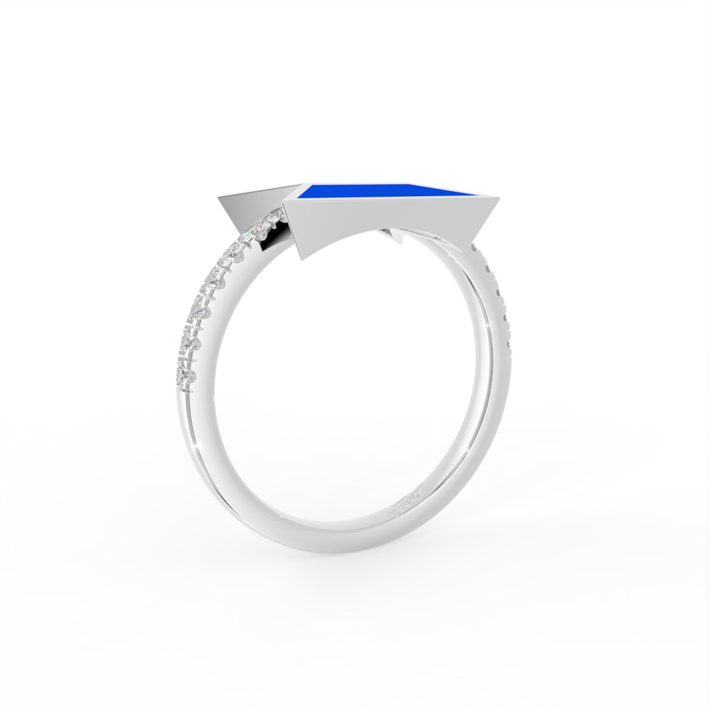 14K Yellow Gold Bespoke Baguette Diamond Ring — 3D VIEW