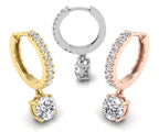 18K Round Drop Diamond Earrings — 3 COLOR