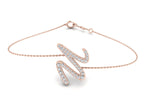 18K Rose Gold Alphabet Round Diamond Bracelet — TOP