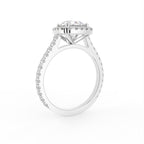 18K Halo Round Diamond Engagement Ring — 3D VIEW