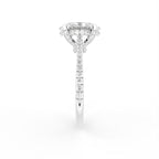 18K Oval Solitaire Pavé Diamond Engagement Ring — SIDE