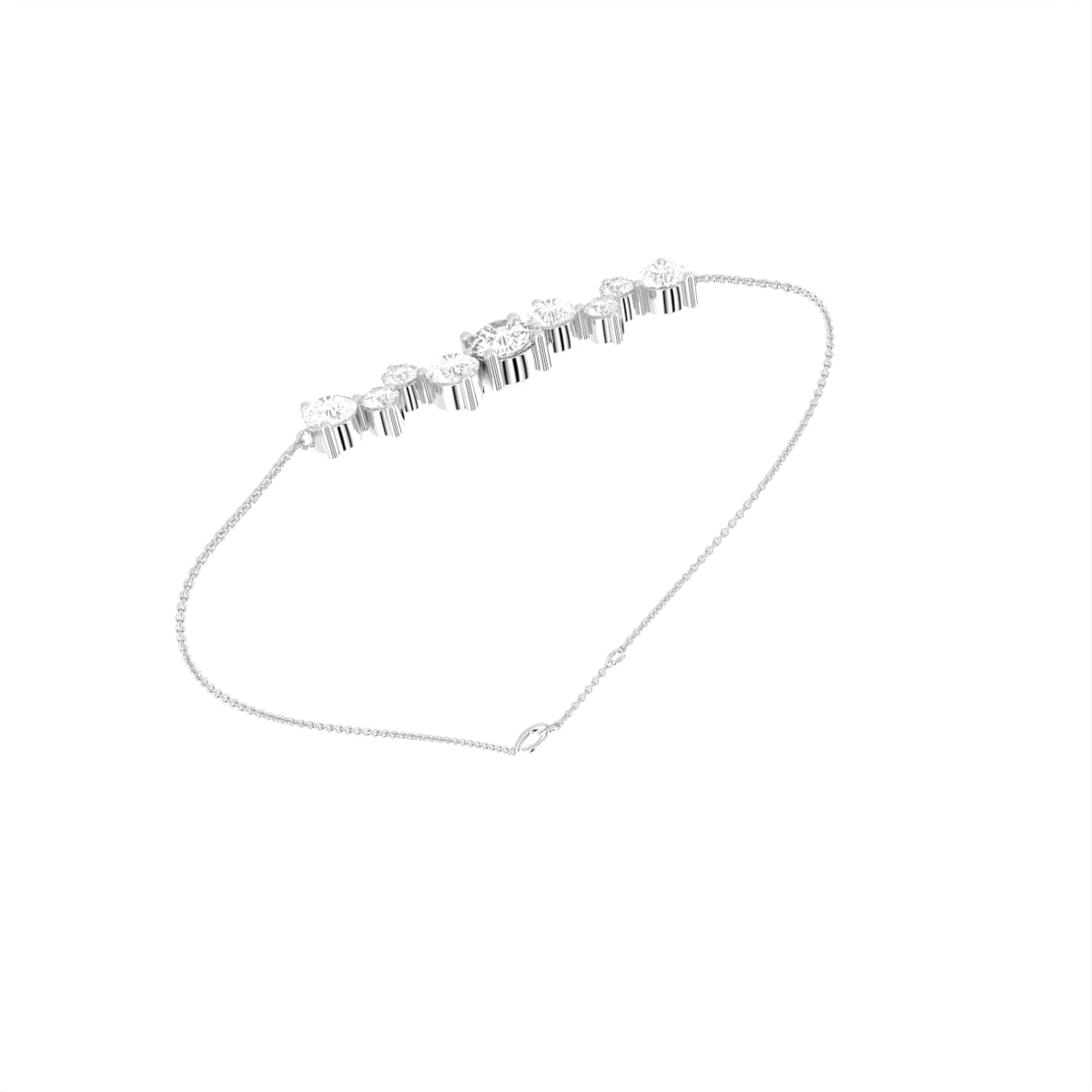 14K Gold Round Diamond Bracelet — 3D VIEW