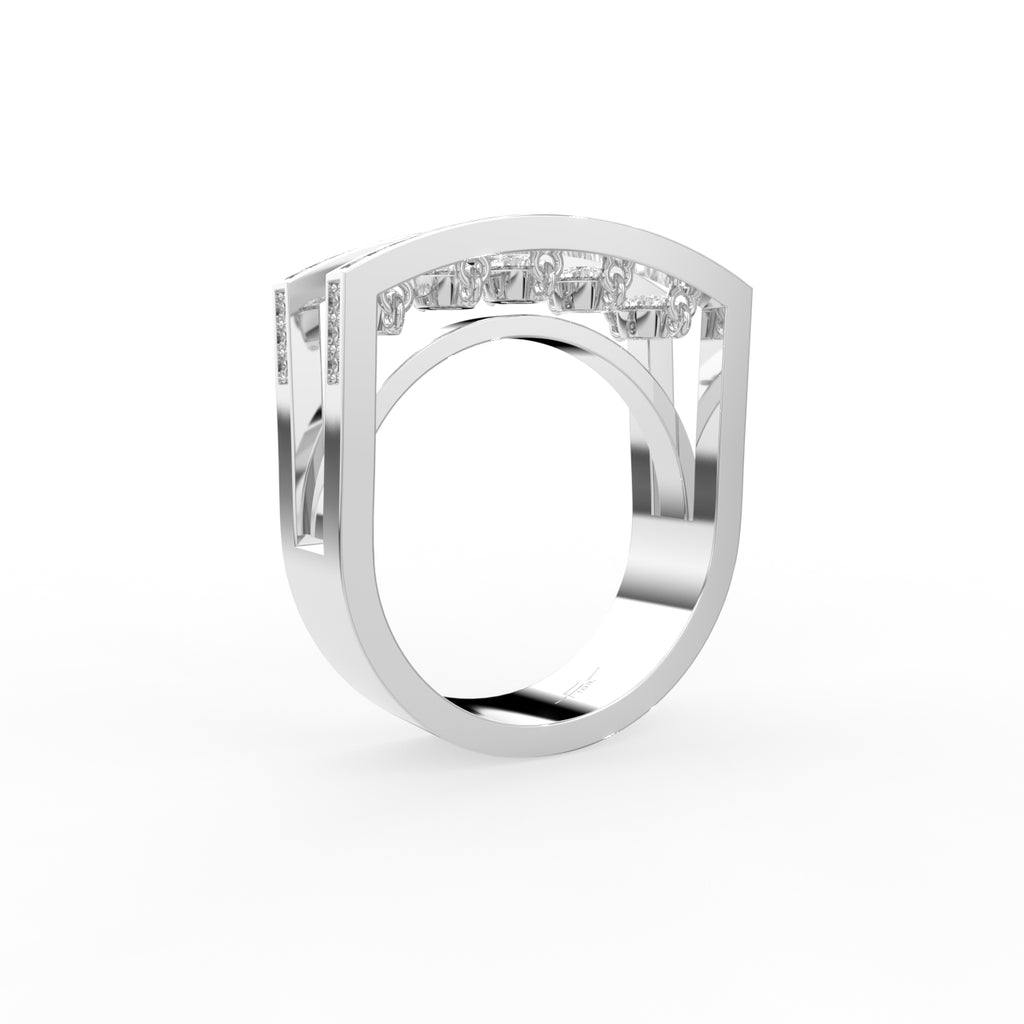 18K Rose Gold Bespoke Round Diamond Ring — 3D VIEW