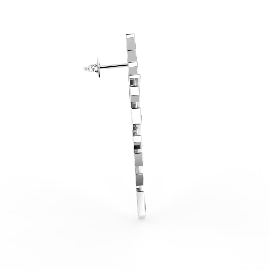18K Geometric Drop Bespoke Diamond Earrings — SIDE VIEW