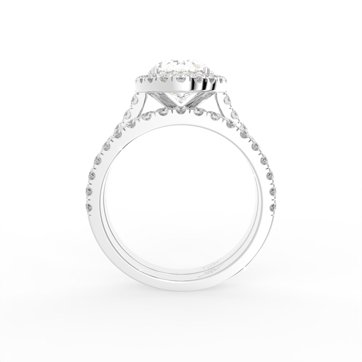 18K Halo Oval Diamond Engagement Ring — FRONT