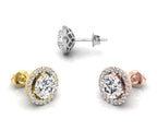 18K Halo Solitaire Diamond Stud Earrings — 3 COLOR
