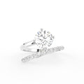 18K Solitaire Round Pave Diamond Ring — TOP