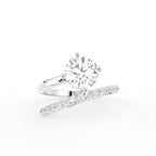 18K Solitaire Round Pave Diamond Ring — TOP