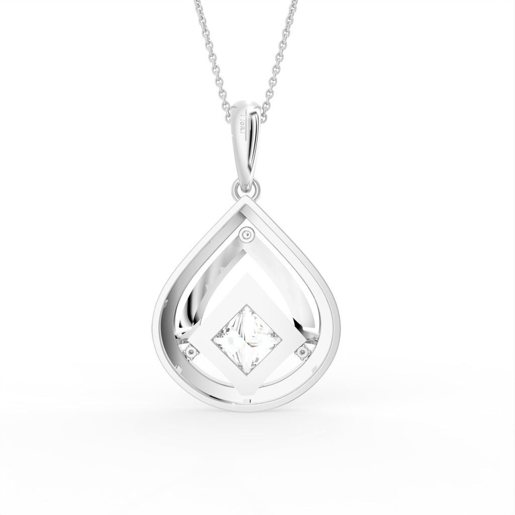 18K Bespoke Princess Diamond Pendant — BACK