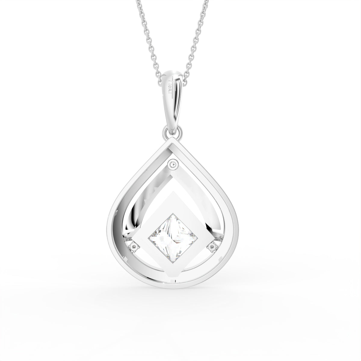 18K Bespoke Princess Diamond Pendant — BACK