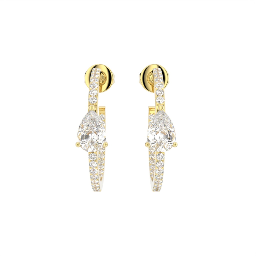 18K Pear Diamond Hoop Earrings — TOP