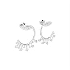 18K Crescent Diamond Ear Jacket Earrings — 3D VIEW